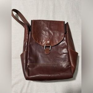 Brown leather backpack